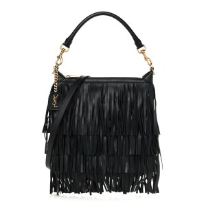 product image of SAINT LAURENT Calfskin Small Emmanuelle Fringe Hobo Bag Black FASHIONPHILE