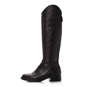 product image of GUCCI Guccissima Calfskin Miro Soft Knee High Riding Boots Chocolate FASHIONPHILE