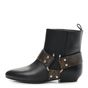 product image of LOUIS VUITTON Calfskin Monogram Rhapsody Ankle Boots Black FASHIONPHILE