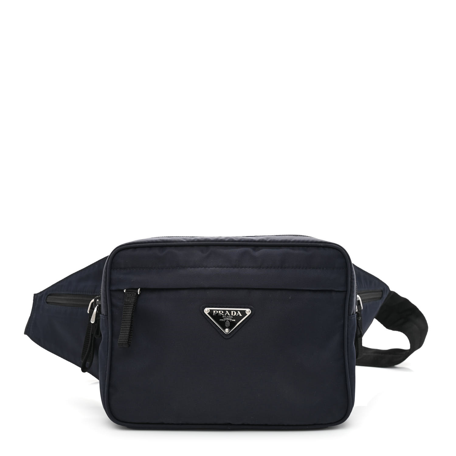 this is an image by fashionphile of a PRADA Tessuto Montagna Nylon Belt Bag in Blue