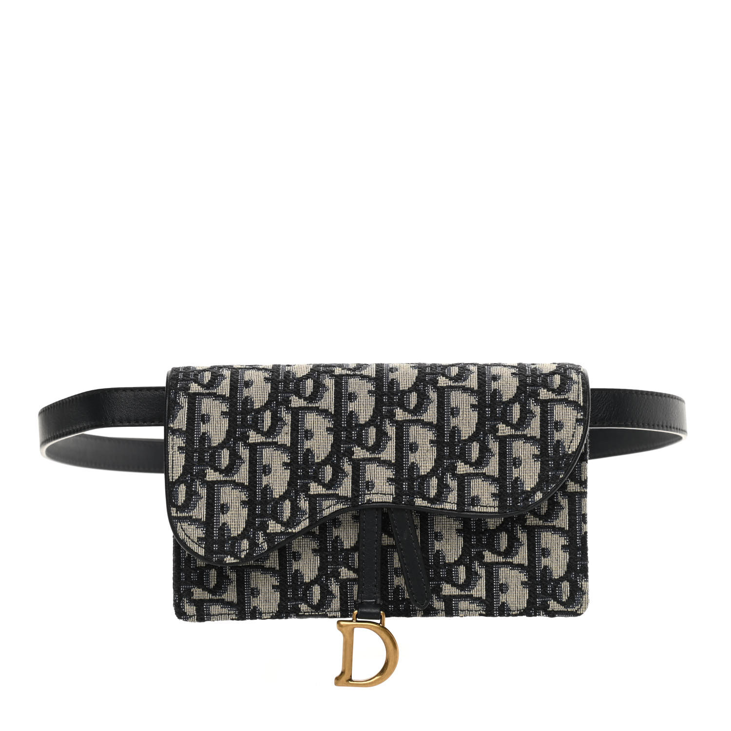 this is an image by fashionphile of a CHRISTIAN DIOR Oblique Saddle Belt Bag in Blue