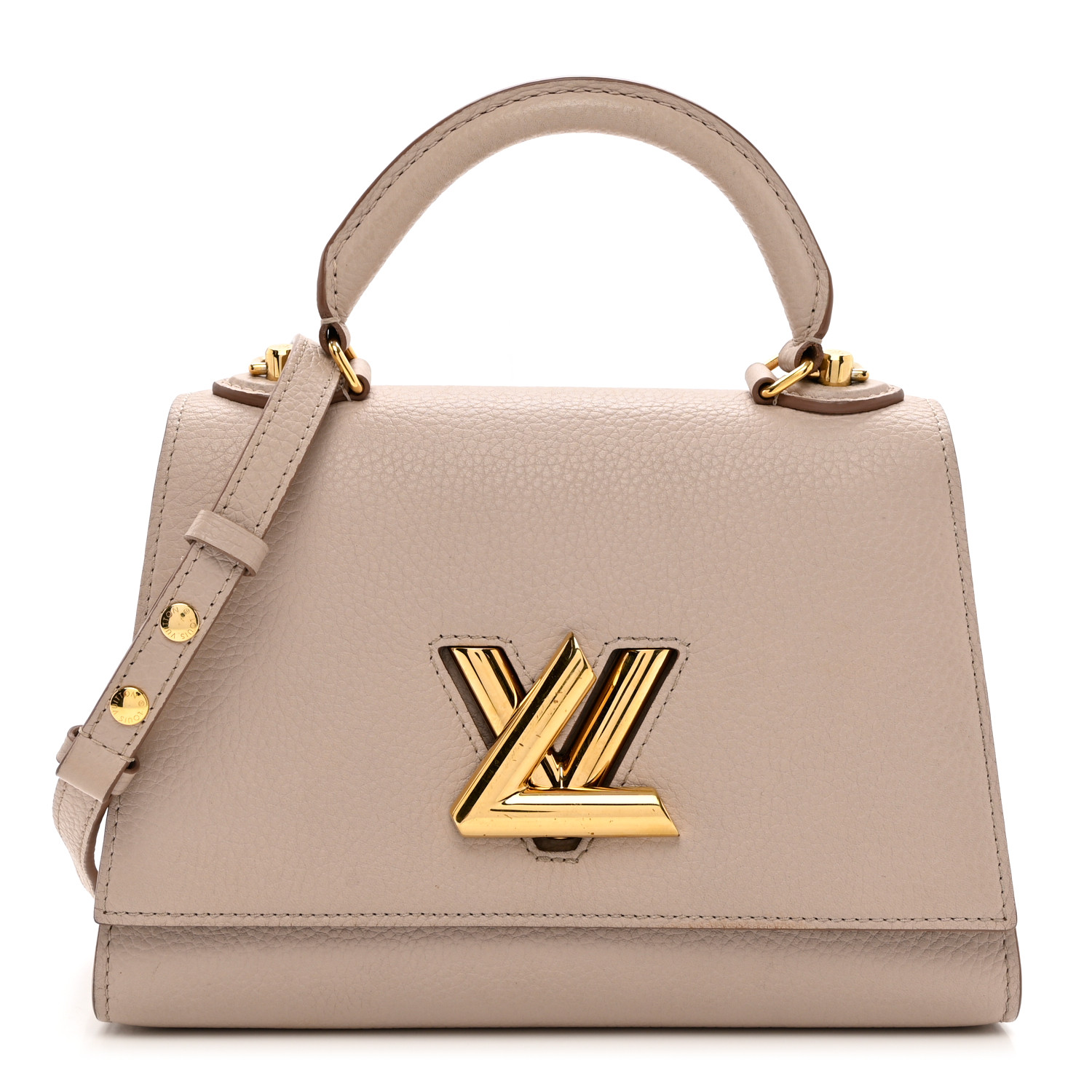 this is an image from FASHIONPHILE of a LOUIS VUITTON Taurillon Twist One Handle in size PM in the color Greige