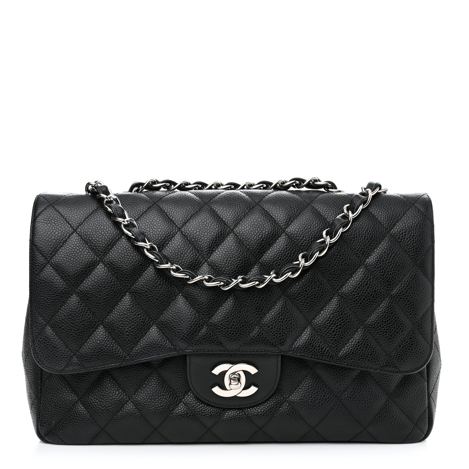 CHANEL Caviar Quilted Jumbo Single Flap Black