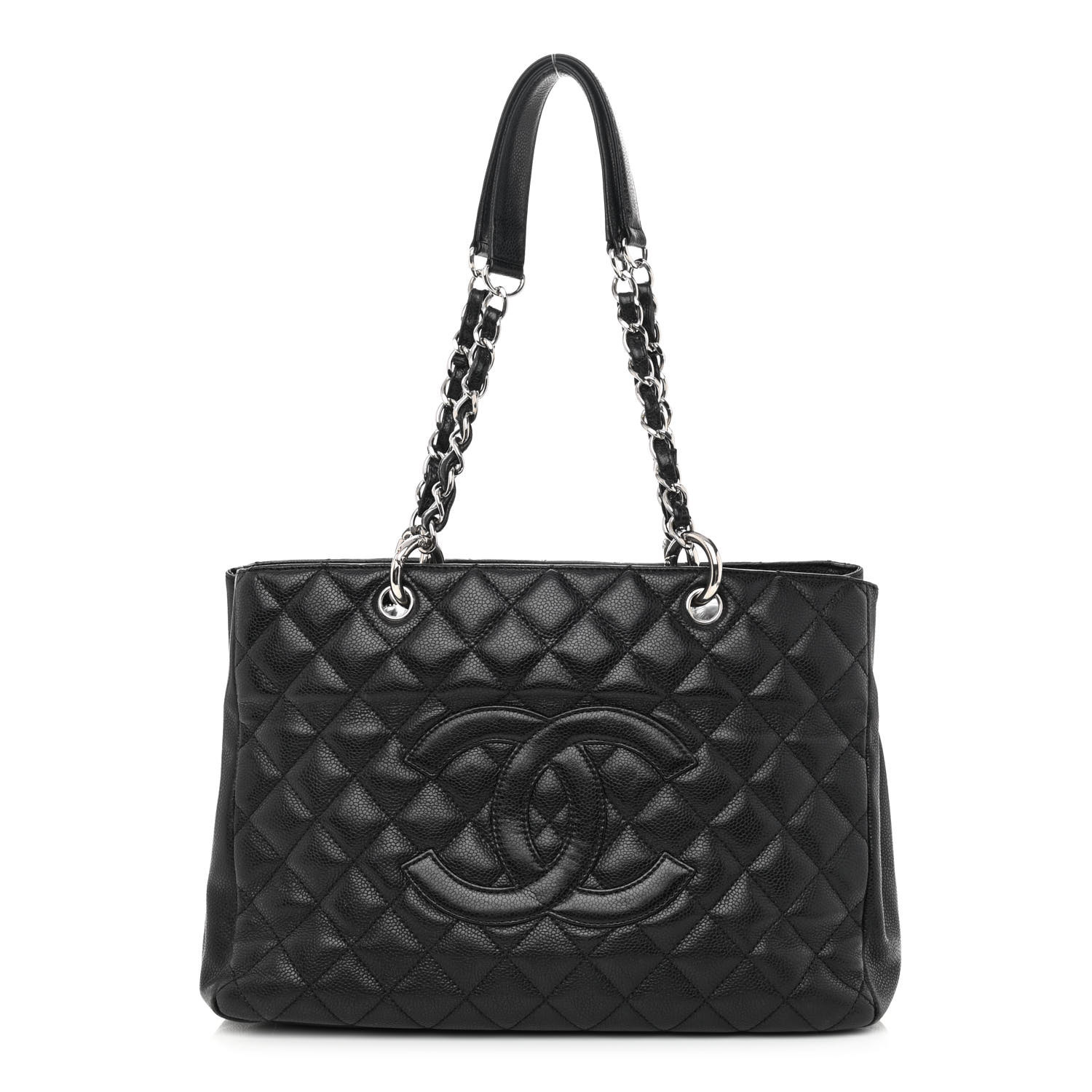 CHANEL Caviar Quilted Grand Shopping Tote GST in the color Black by FASHIONPHILE