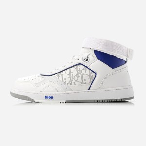 product image of Christian Dior Smooth Calfskin Oblique Galaxy Mens B27 Mid Top Sneakers at FASHIONPHILE