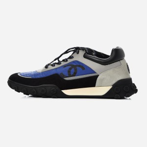 product image of Chanel Nylon Calfskin Suede Mens CC Sneakers at FASHIONPHILE