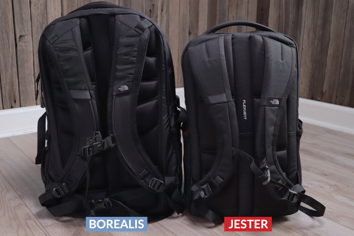 The North Face Borealis vs Jester shoulder straps