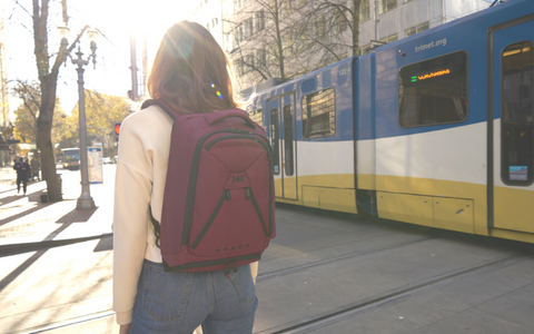 Knackpacker commuting on a train